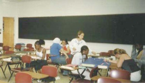 Classroom view of teacher and students during Spanish class at Michigan State University